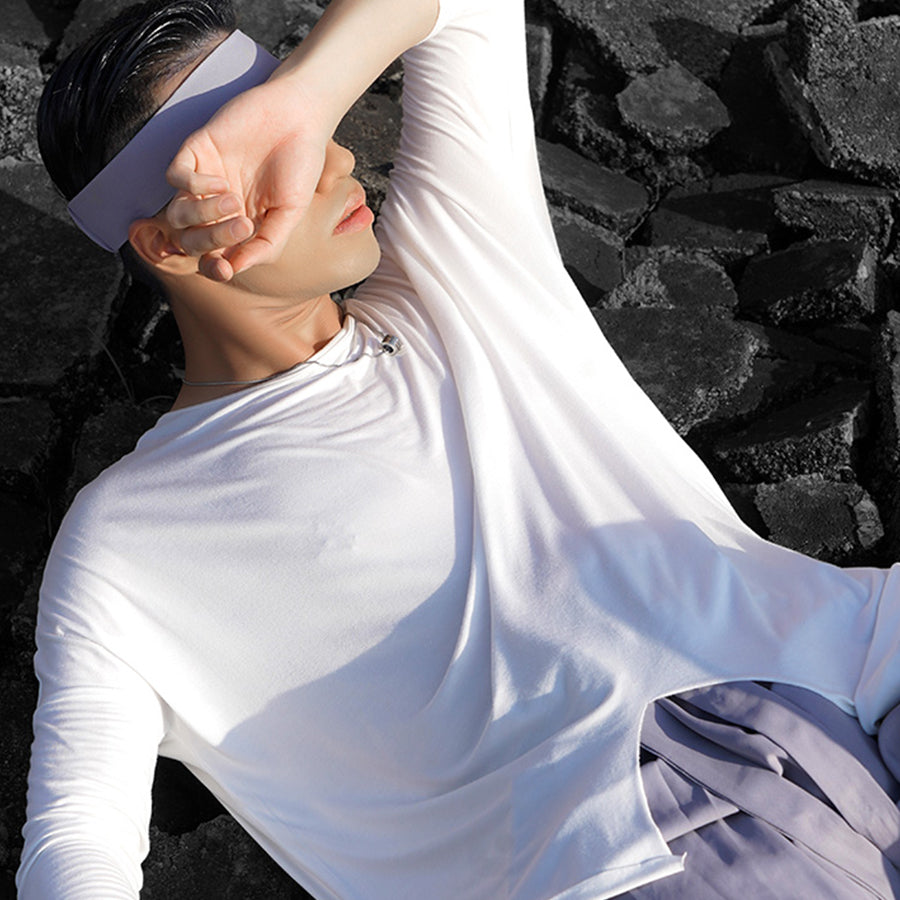 HC Men's Long Sleeve Round Neck Latin Dance Tops Dance Wear