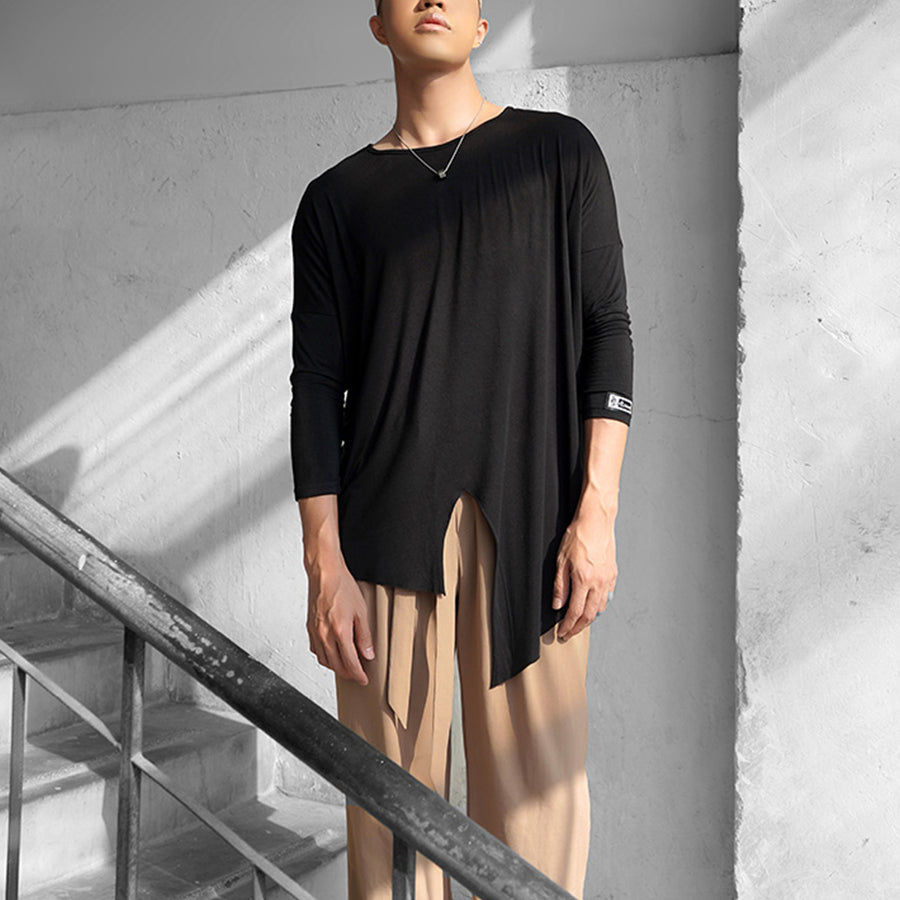HC Men's Long Sleeve Round Neck Latin Dance Tops Dance Wear