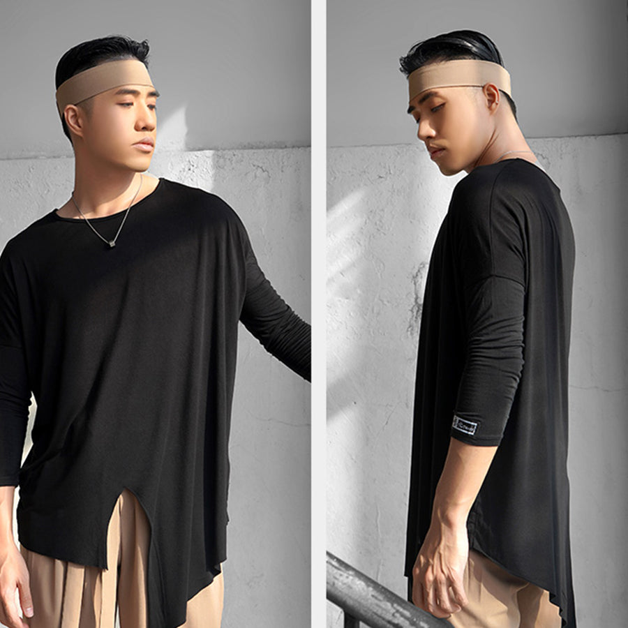 HC Men's Long Sleeve Round Neck Latin Dance Tops Dance Wear