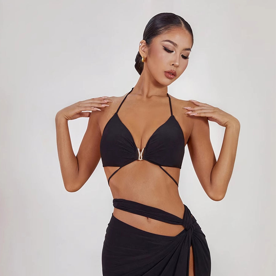 Z Women's Milk Silk Halter Latin Tops Practice Tops Latin DanceWear