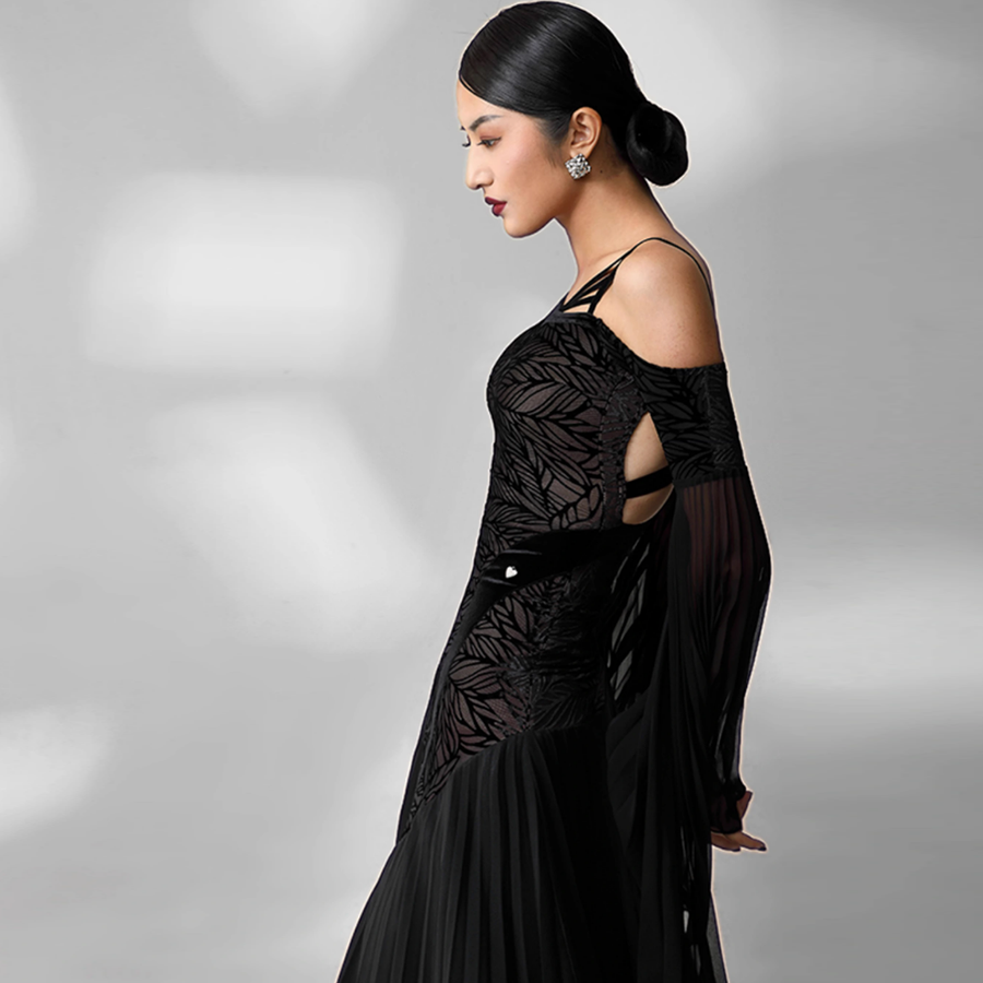 TID Customisable Women's Black Dance Dresses Performance Competition Dancewear