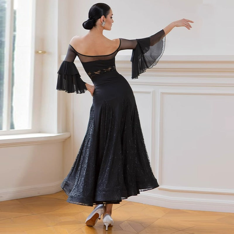 TID Customisable Women's Black  Ballroom Bodysuit Dance Tops Dance Wear
