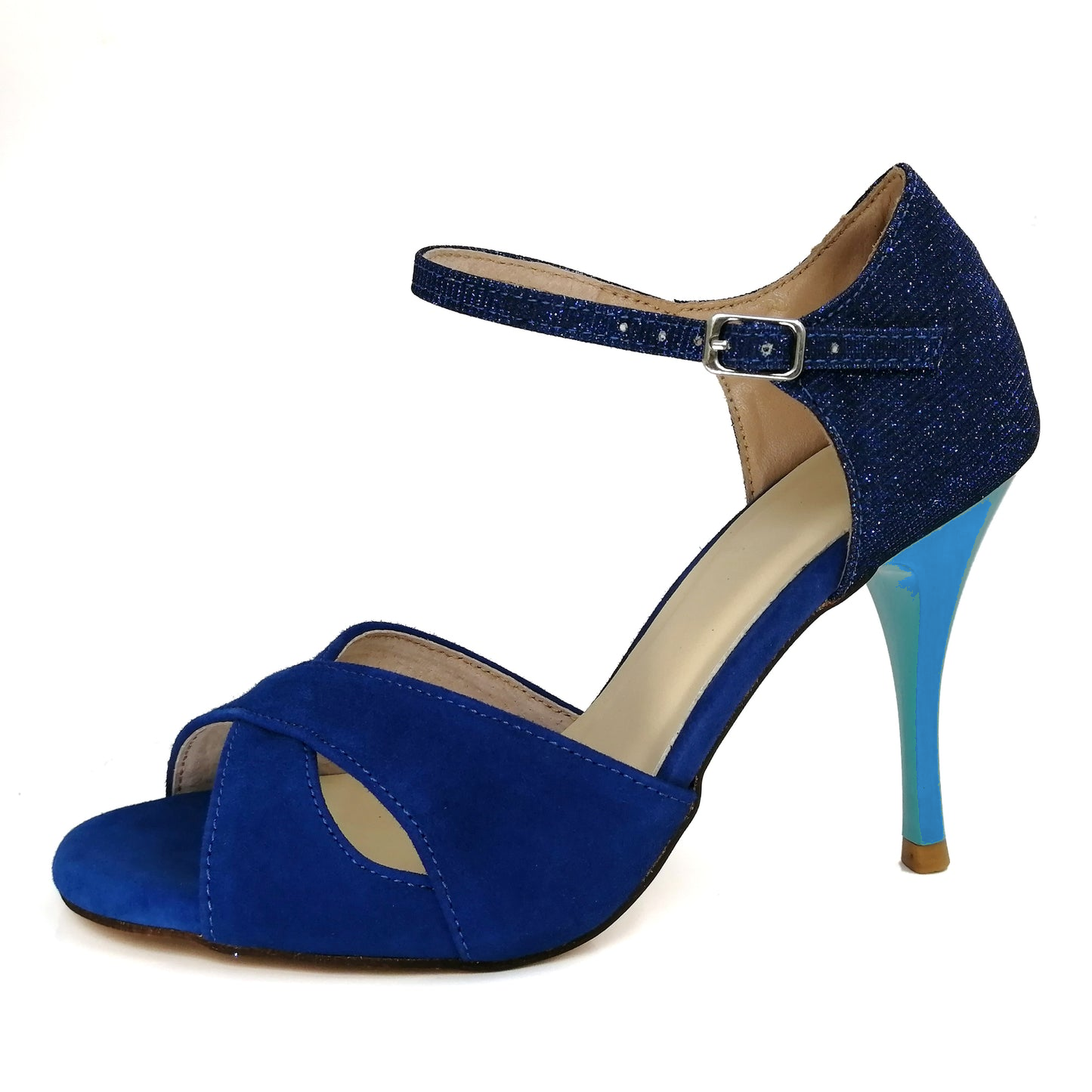 SHJ Women's Blue Suede 7cm/9cm Heels Dance Tango Shoes