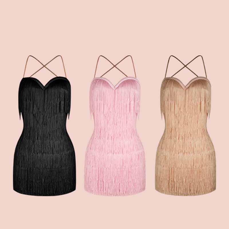 Z Girls Tassel Sleeveless Performance Dance Dresses Dancewear(Without Golves and Flower)