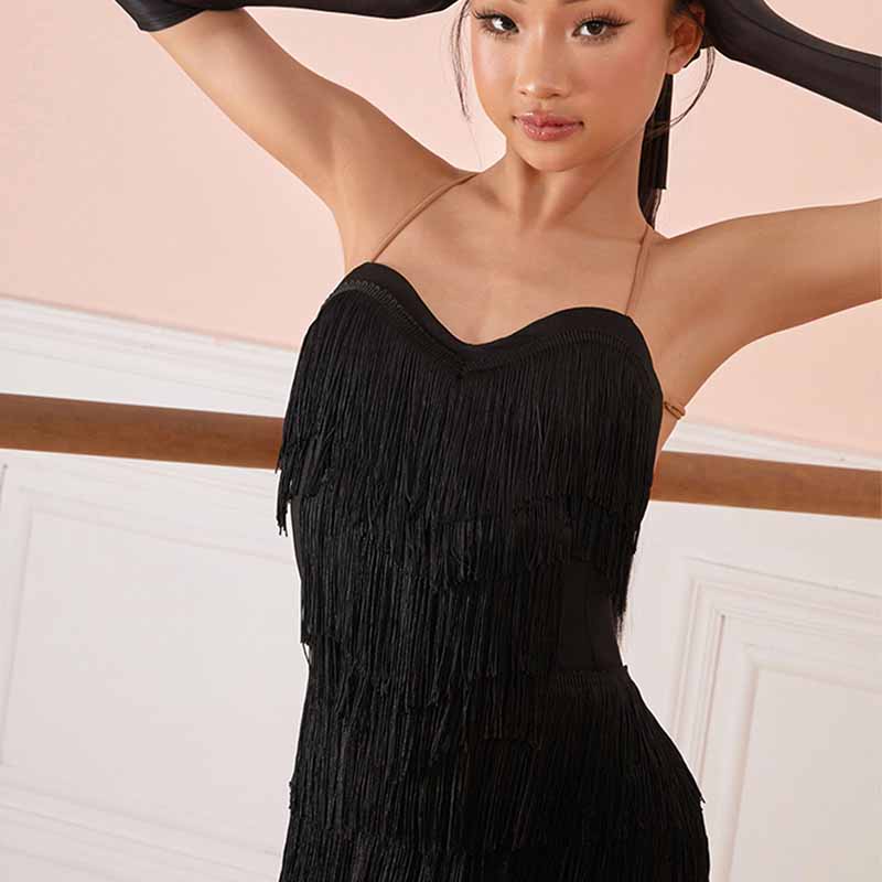 Z Girls Tassel Sleeveless Performance Dance Dresses Dancewear(Without Golves and Flower)