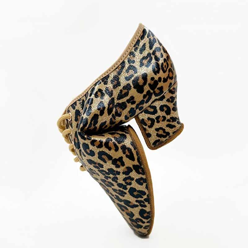 KCDANCE Women's Leopard Print Velvet 5cm Heel With Lace-up Teaching & Practice Dance Shoes