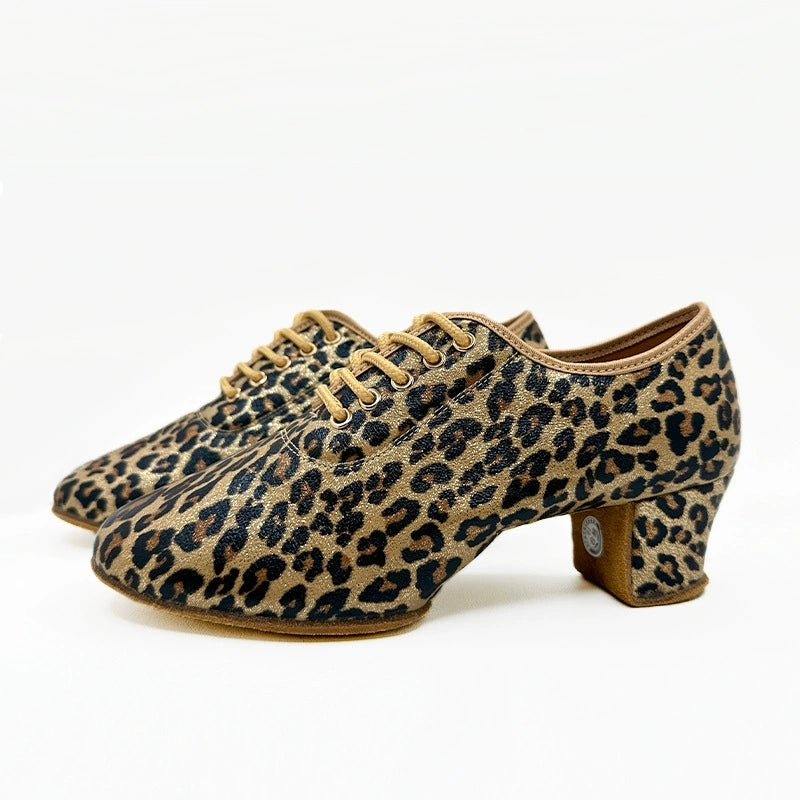 KCDANCE Women's Leopard Print Velvet 5cm Heel With Lace-up Teaching & Practice Dance Shoes