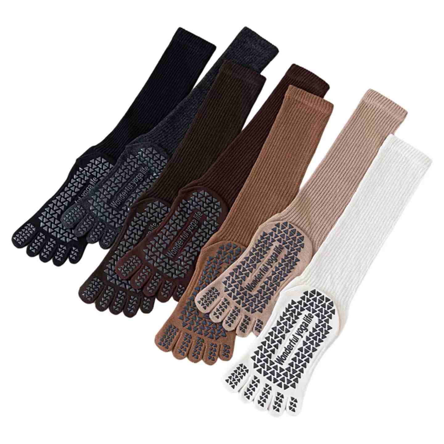 Five-Toe Split Yoga Pilates Knit Cotton Grip Short Socks