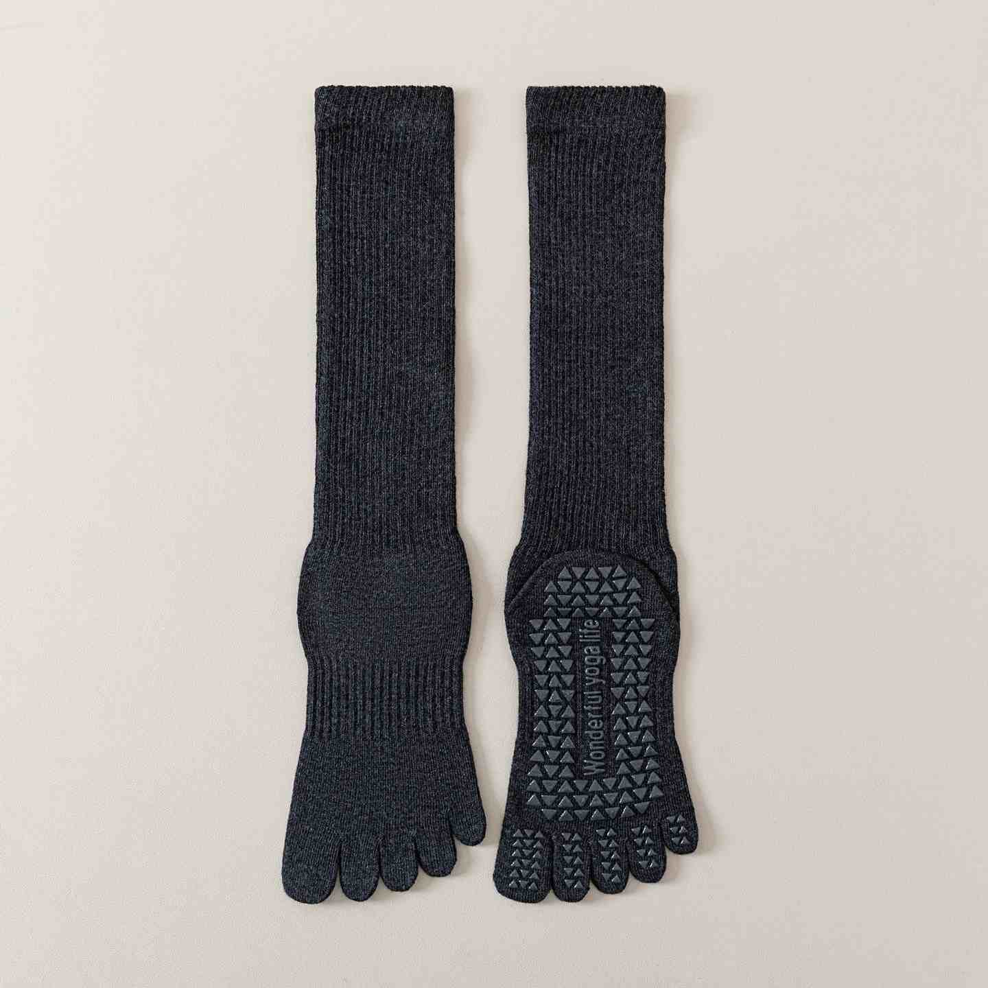 Five-Toe Split Yoga Pilates Knit Cotton Grip Short Socks