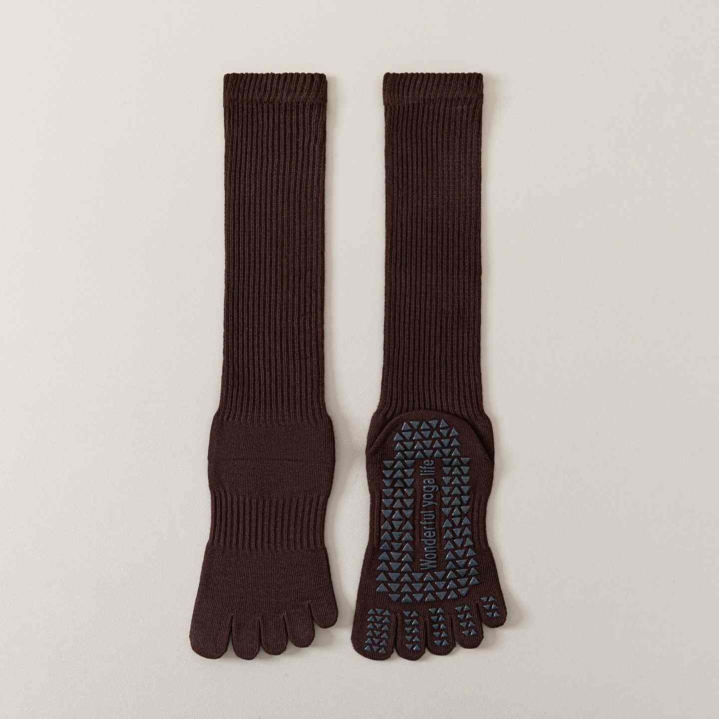 Five-Toe Split Yoga Pilates Knit Cotton Grip Short Socks