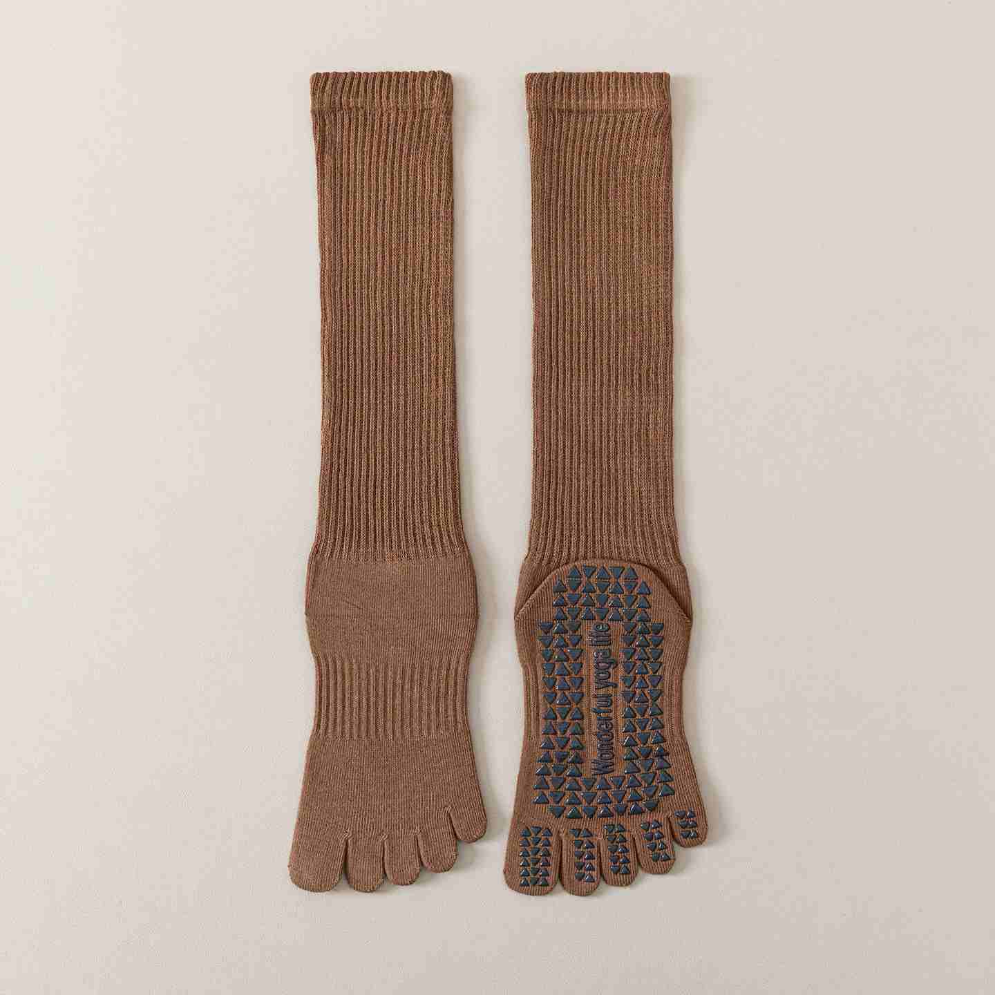 Five-Toe Split Yoga Pilates Knit Cotton Grip Short Socks