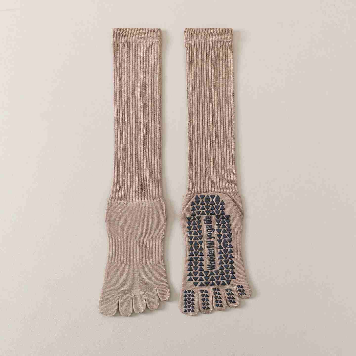 Five-Toe Split Yoga Pilates Knit Cotton Grip Short Socks