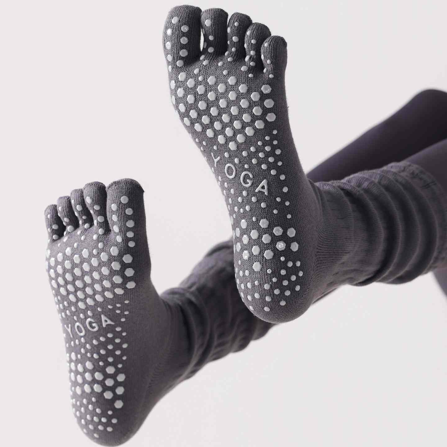 Five-Toe Split Yoga Pilates Knit Cotton Grip Short Socks