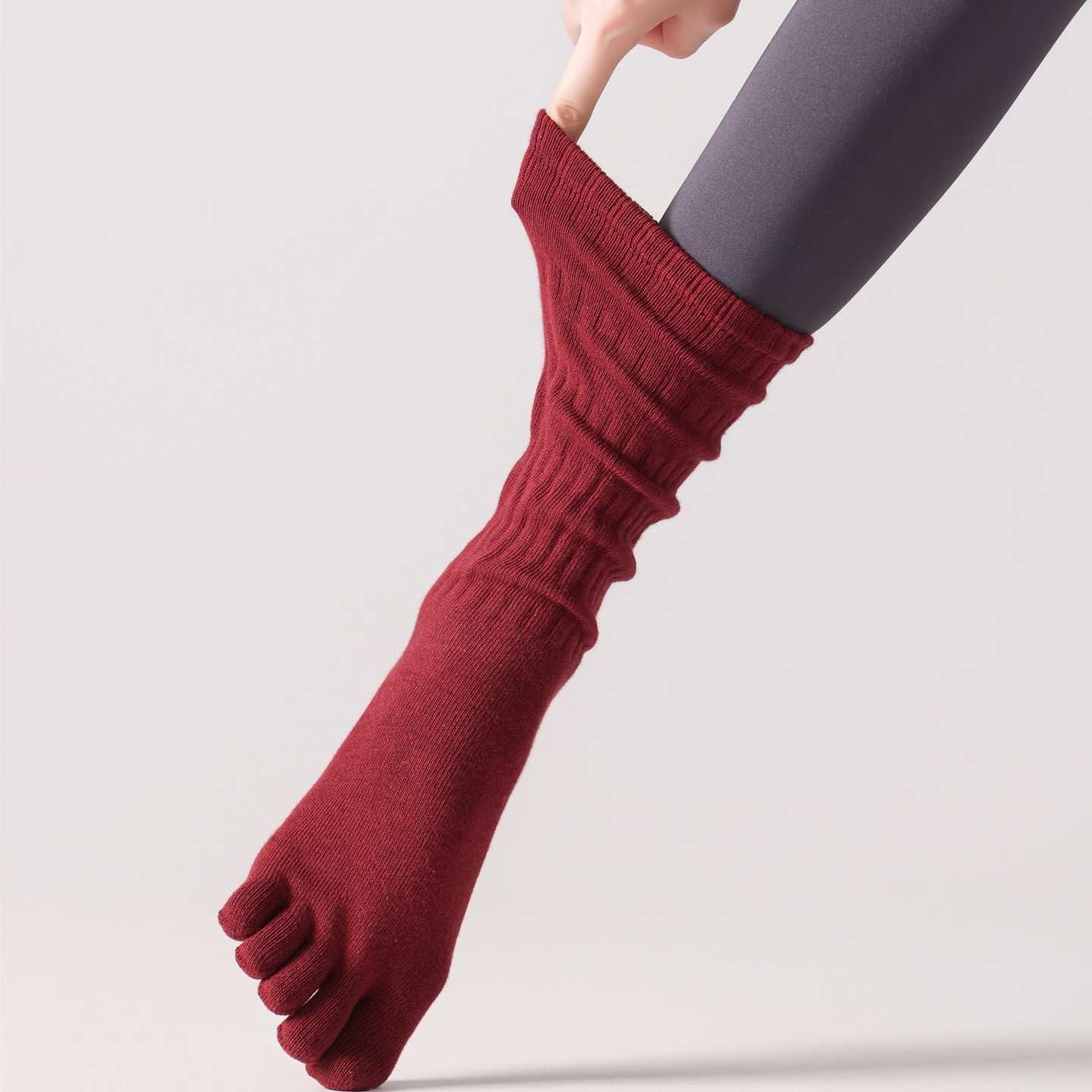 Five-Toe Split Yoga Pilates Knit Cotton Grip Short Socks