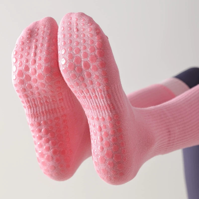 Yoga Pilates Knit Cotton Grip Long Socks