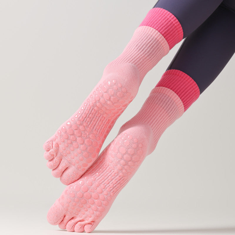 Five-Toe Split Yoga Pilates Knit Cotton Grip Short Socks