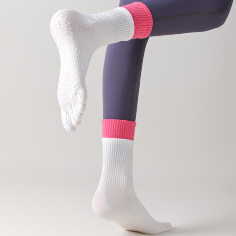 Five-Toe Split Yoga Pilates Knit Cotton Grip Short Socks
