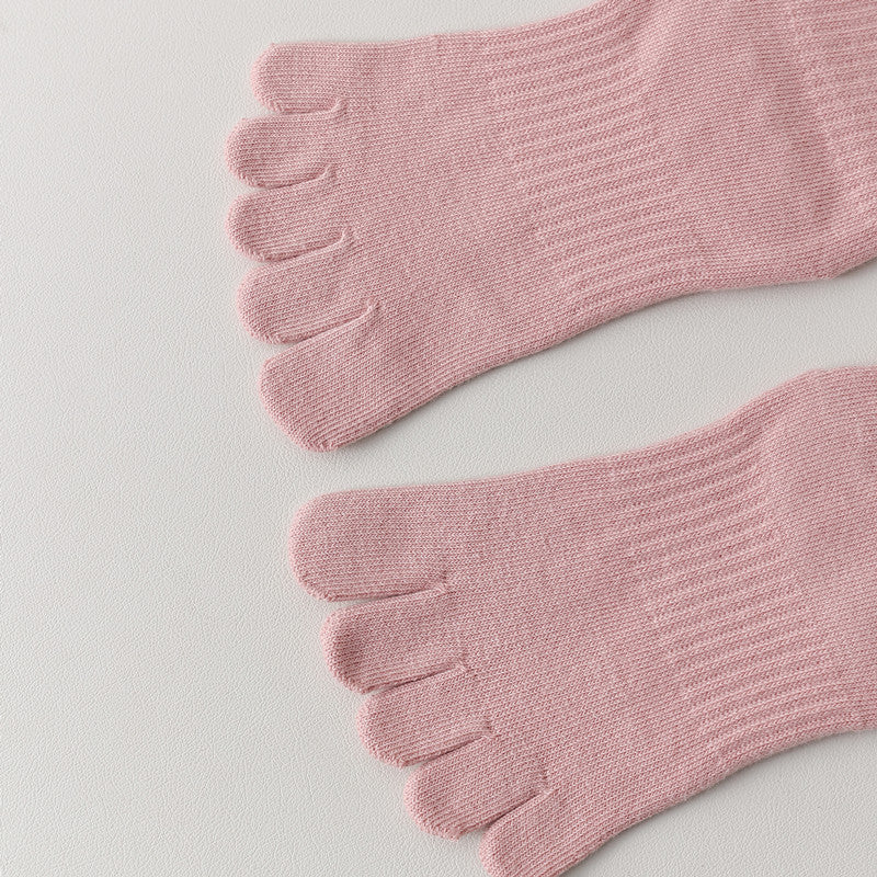Five-Toe Split Yoga Pilates Knit Cotton Grip Long Socks