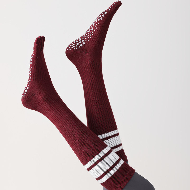 Five-Toe Split Yoga Pilates Knit Cotton Grip Long Socks