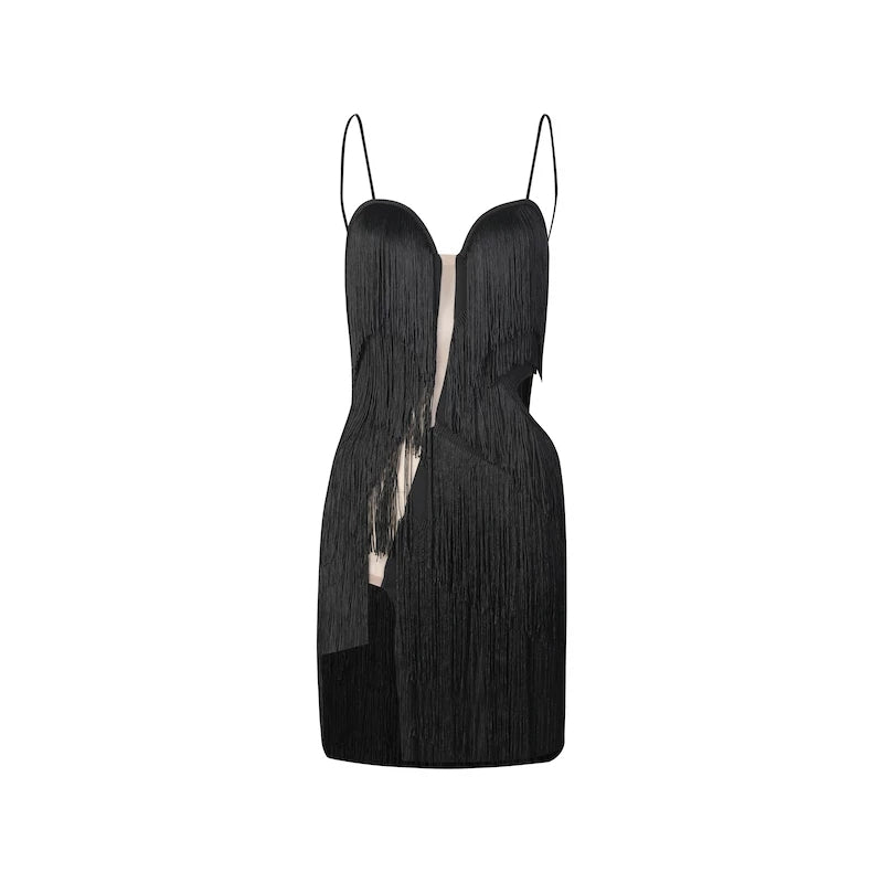 Z Women's Milk Silk Tassel Dance Dress Dance Wear Training Performance Dress(Without Golves)