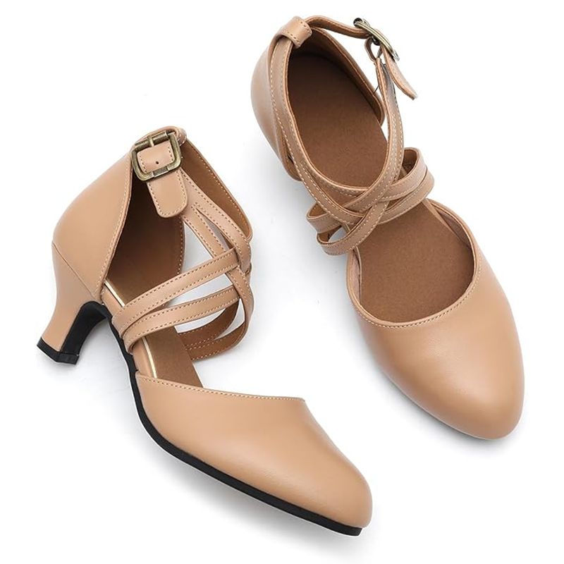 Women's Real Leather Customized Heel Ballroom Dance Shoes Retro Dancing Shoes