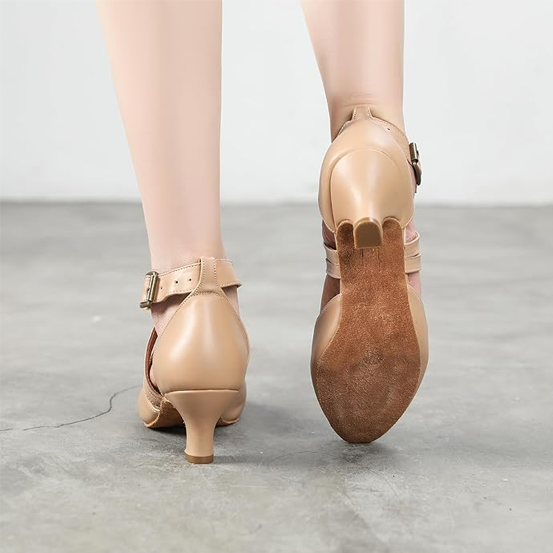 Women's Real Leather Customized Heel Ballroom Dance Shoes Retro Dancing Shoes