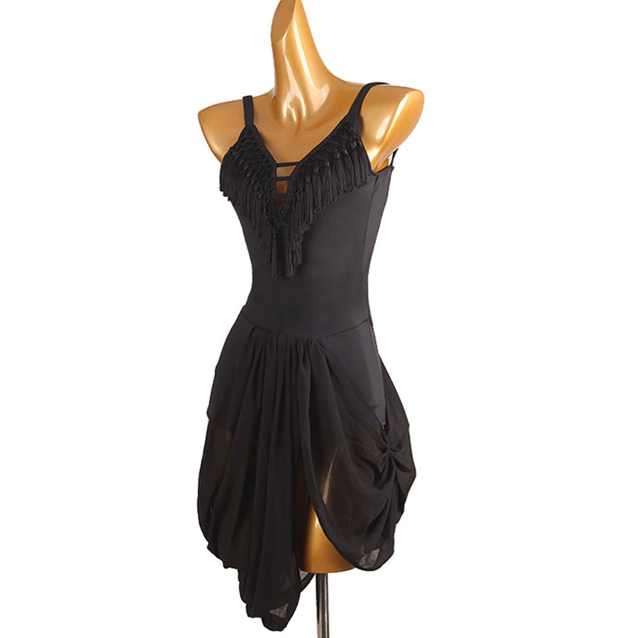 Customisable-Women's Black V-Neck DanceWear Dance Dress Performance Wear