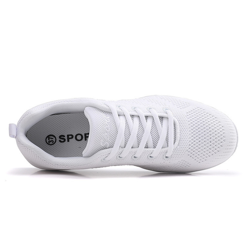 Women's White Mesh Jazz Shoes Lace-up Dance Sneakers