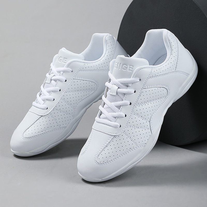 Women's White Jazz Shoes Lace-up Dance Sneakers