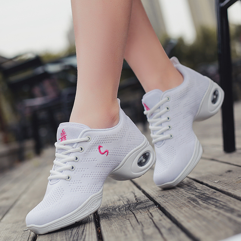 Women's Mesh Jazz Shoes Lace-up Dance Sneakers