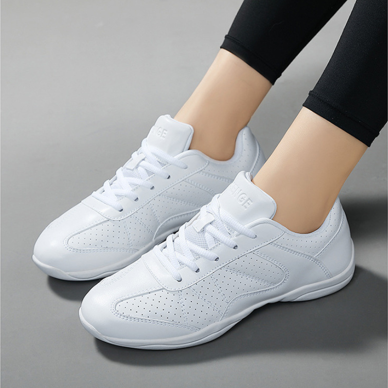 Women's White Jazz Shoes Lace-up Dance Sneakers