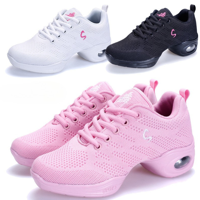 Women's Mesh Jazz Shoes Lace-up Dance Sneakers