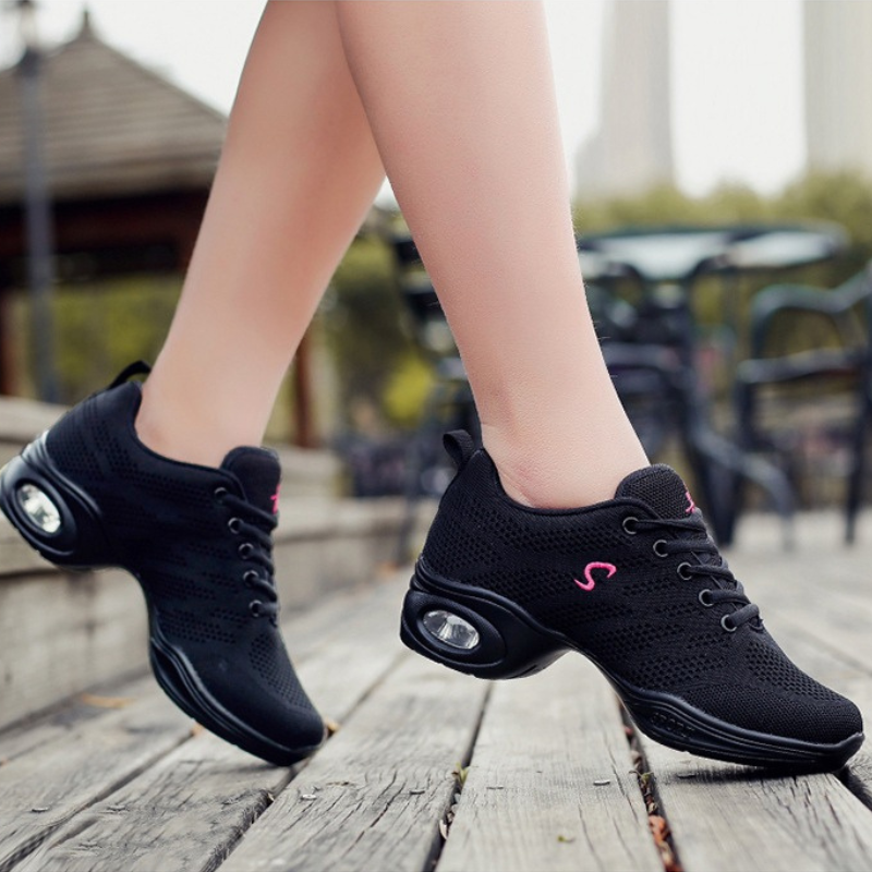 Women's Mesh Jazz Shoes Lace-up Dance Sneakers
