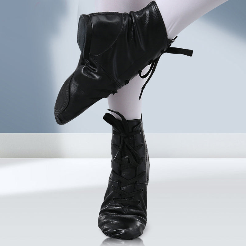 Black PU leather high-top Jazz shoes/Ballet Slipper