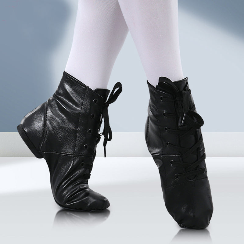 Black PU leather high-top Jazz shoes/Ballet Slipper