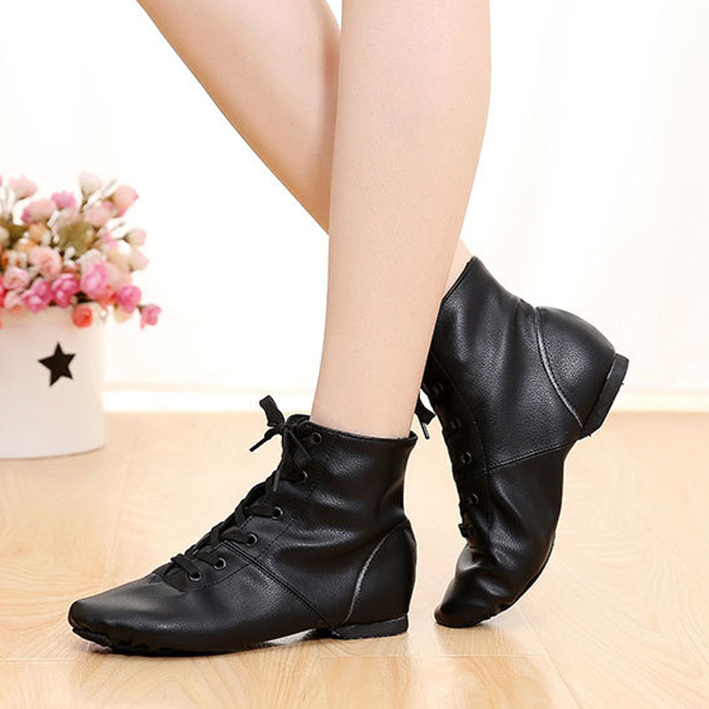 Black PU leather high-top Jazz shoes/Ballet Slipper