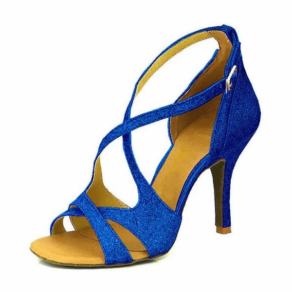 Women's Sparkling Glitter Customized Heel Latin Shoes Ballroom Dance Shoes