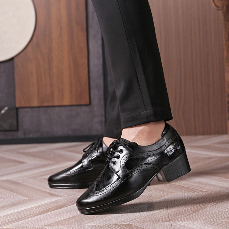 KCDANCE Men's 4.5cm Leatherette Heels Ballroom Dance Shoes