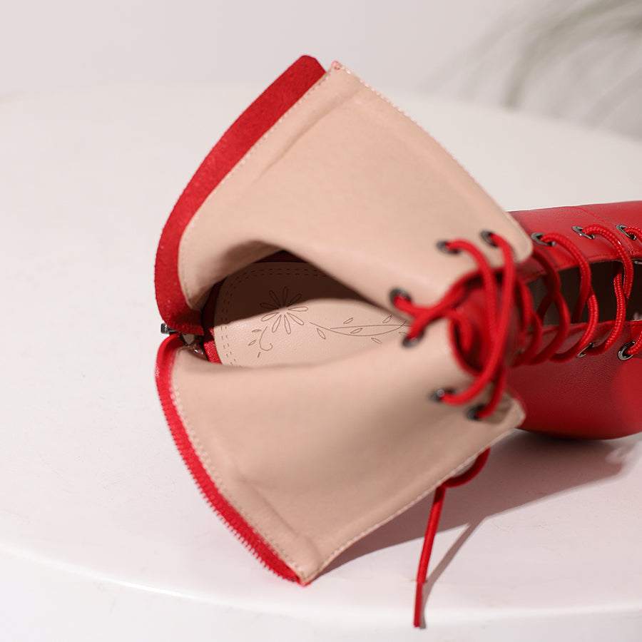 Women's 10cm Heel Rubber Sole Leatherette Jazz Shoes Open Toe Dance Heels Boots