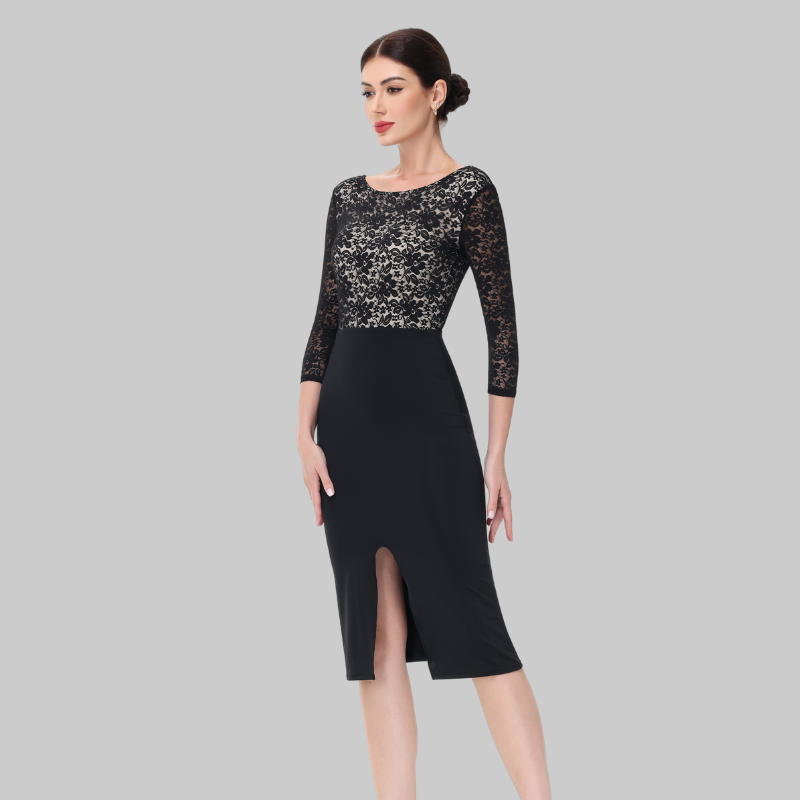 Customisable-Women's Black Dance Dress for Milonga & Parties Tango Dress