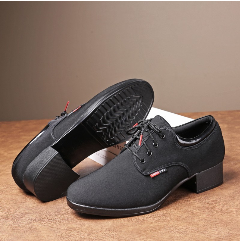 Men's 3.5cm Black Heels Ballroom Dance Shoes