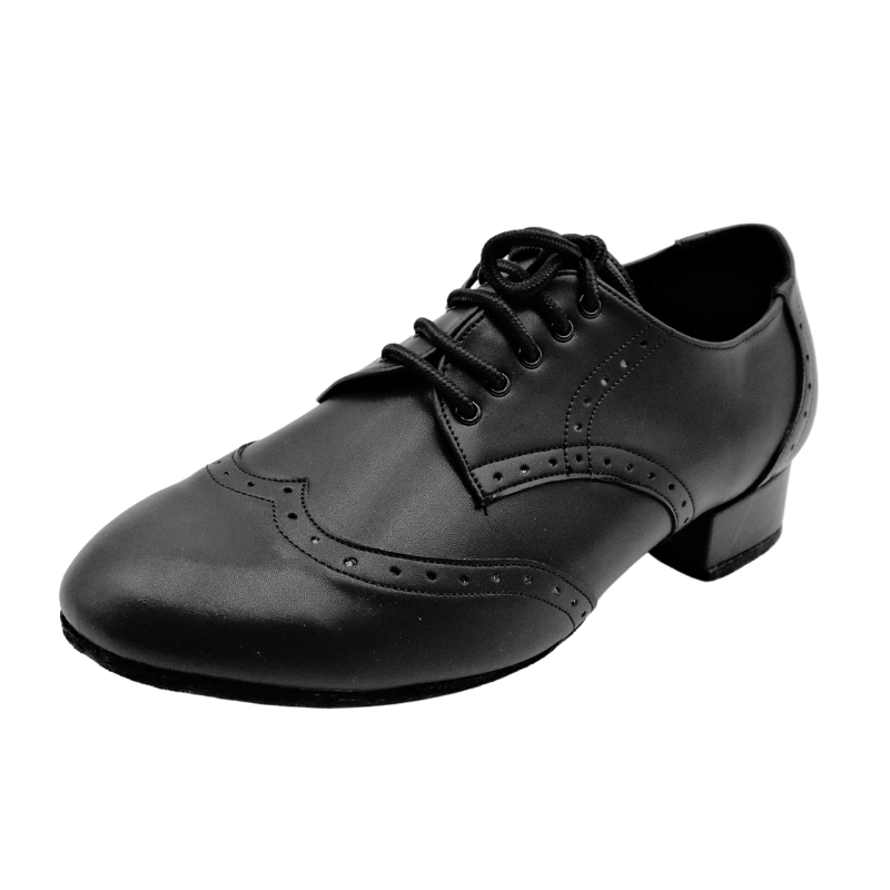 Men's 2cm Black Leatherette Heels Ballroom Dance Shoes