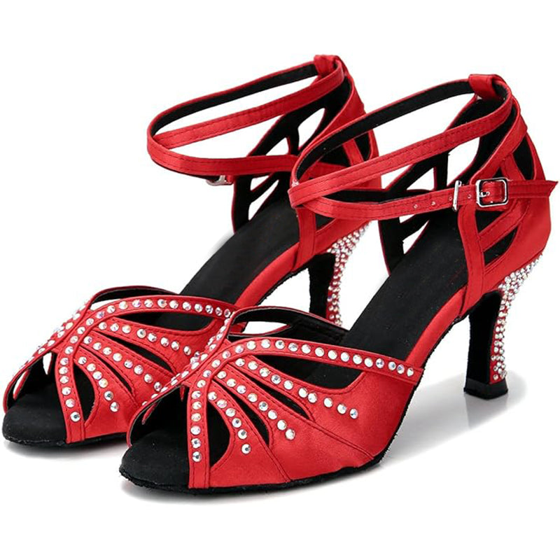 DS Women's Satin Customized Heel Ballroom Dance Shoes Latin Dance Shoes