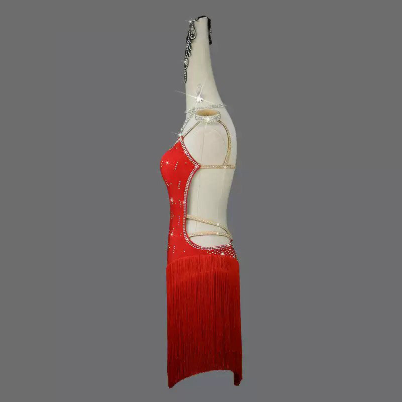 Customisable-Women's Tassel Latin Dance Dress Professional Dance Stage Performance Wear