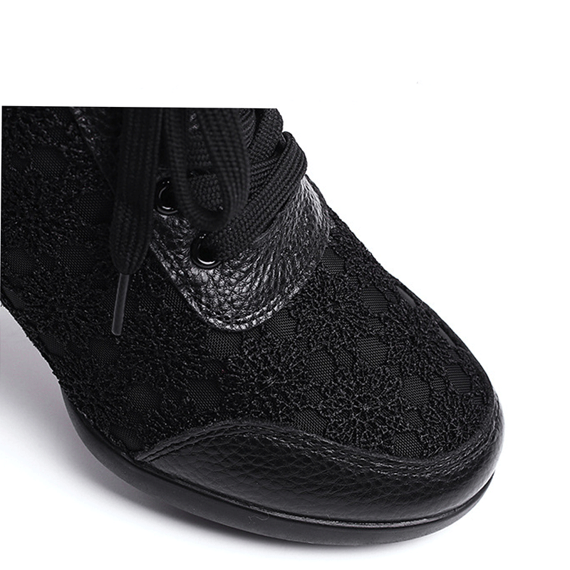 Women's Mesh Lace-up 4cm Heel Dance Sneakers Practice Dance Shoes Jazz Dance