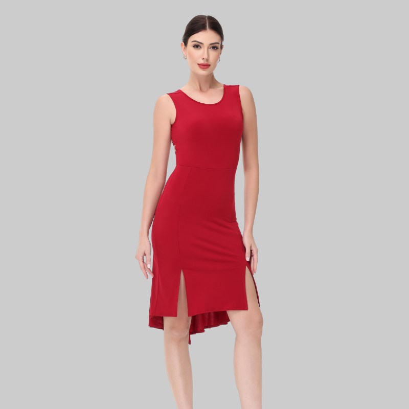 Customisable-Women's Sleeveless Red  Dance Dress for Milonga & Parties Tango Dress