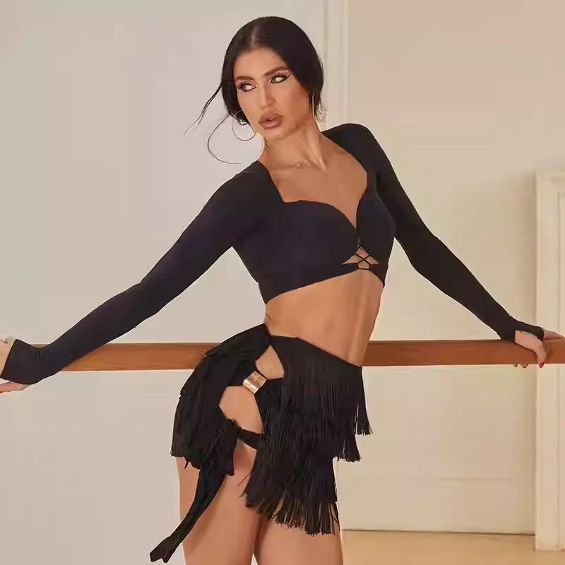 Z Women's Tassel Latin Dance Skirt Dance Wear Training Performance Skirt
