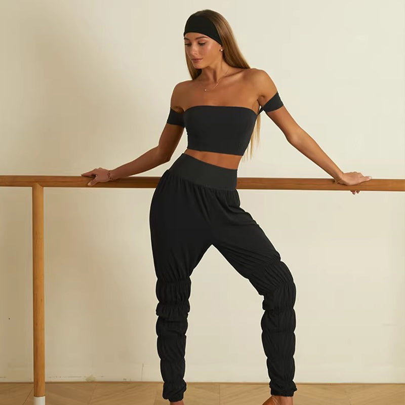 Z Women's  Black High Waist Pants Latin Dance Wear Training Performance Pants