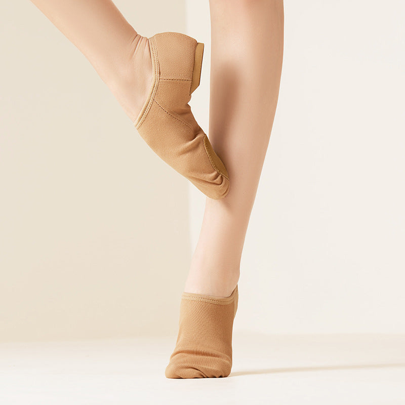 Kids Light Brown Canvas Flats Jazz Teaching & Practice Shoes