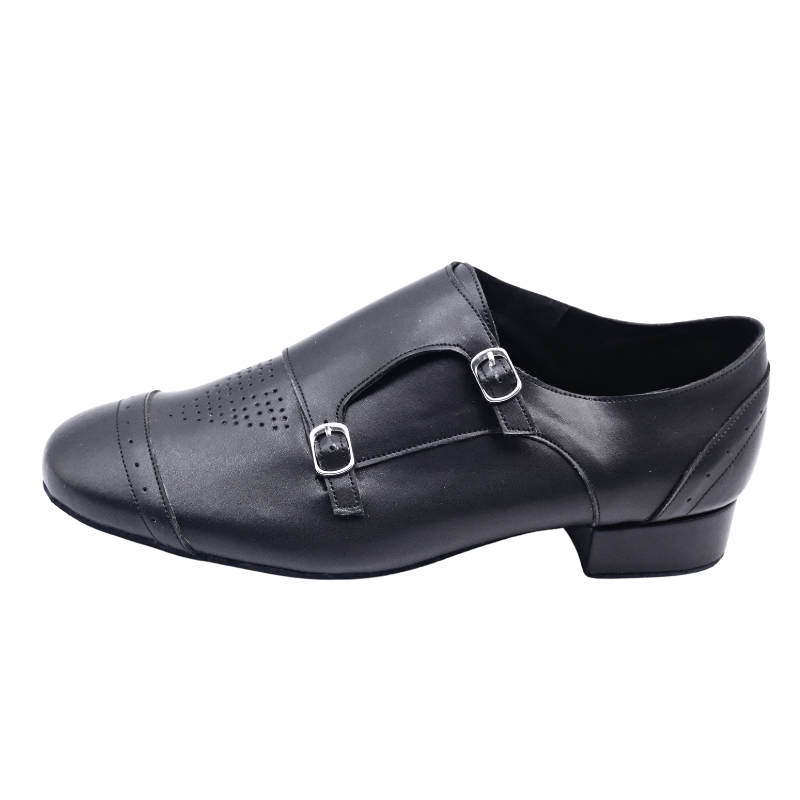 Men's 2cm Black Leatherette Heels Ballroom Dance Shoes